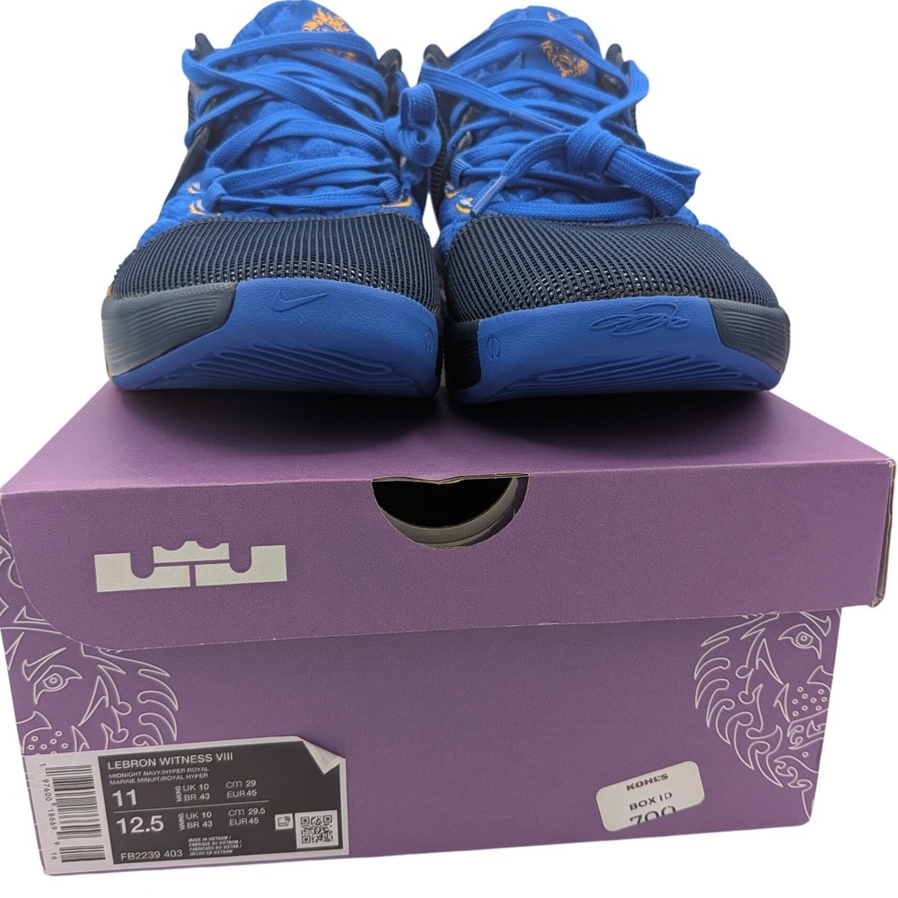 Nike Lebron Soldier‎ XIII 11 Men's Basketball Shoes Navy Blue Orange Lion Logo - Picture 14 of 14